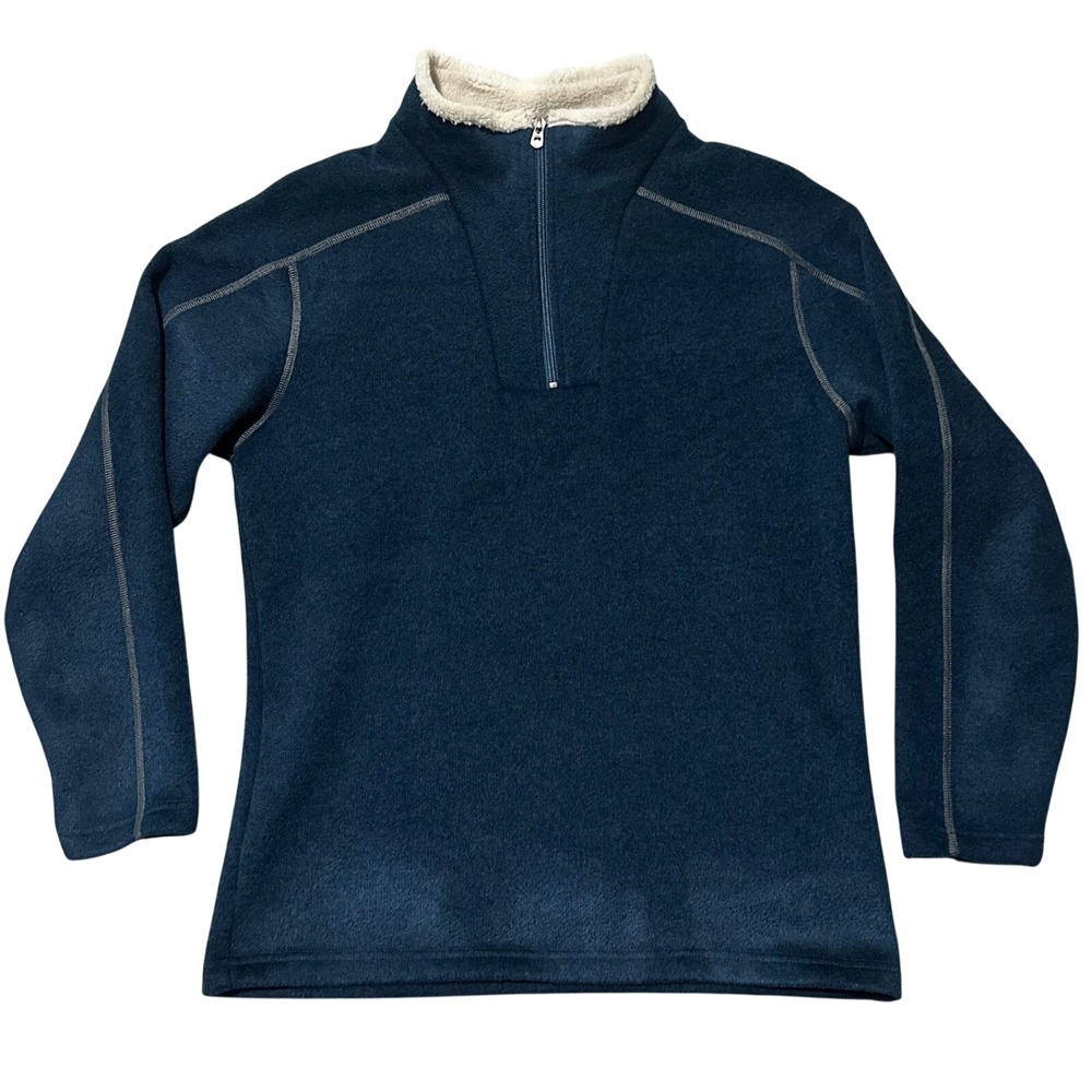 Kuhl Alfpaca Fleece Pullover Mens Medium Navy Blue Quarter Zip Sweater 108846 - Picture 2 of 15